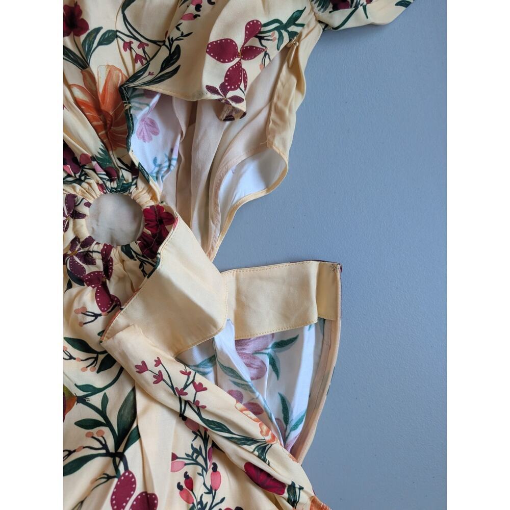 NWT Farm Rio x Anthropologie Long-Sleeve Cutout Maxi Dress Size L Yellow #8A553 - Picture 13 of 13